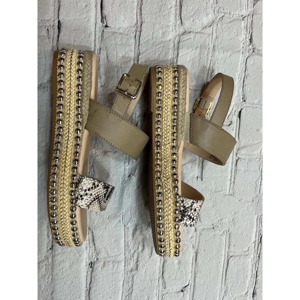 NEW Seven Dials Berenice Sandals Snakeskin Platform Espadrilles Gold Studded 7.5 - Picture 2 of 6
